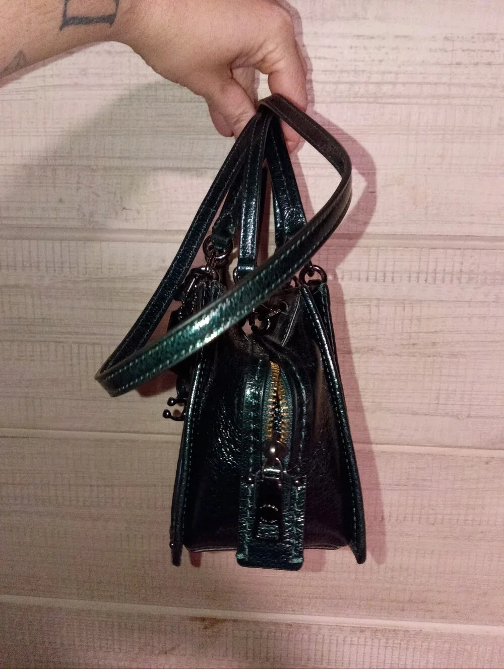 Coach Dreamer Mini Black Patent Satchel with Detachable Strap